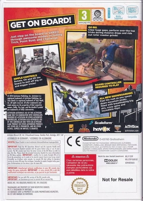 Tony Hawk Shred - Nintendo Wii (B Grade) (Genbrug)